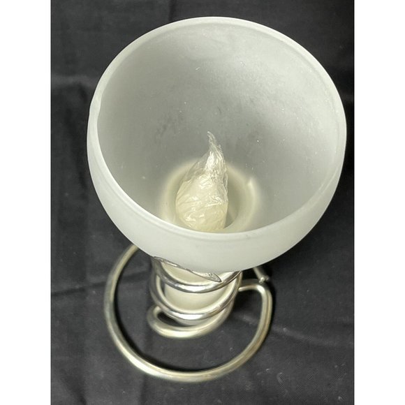 Studio Silversmiths Unity Candle Glass with silver plated stand white candle 6” - Picture 2 of 5